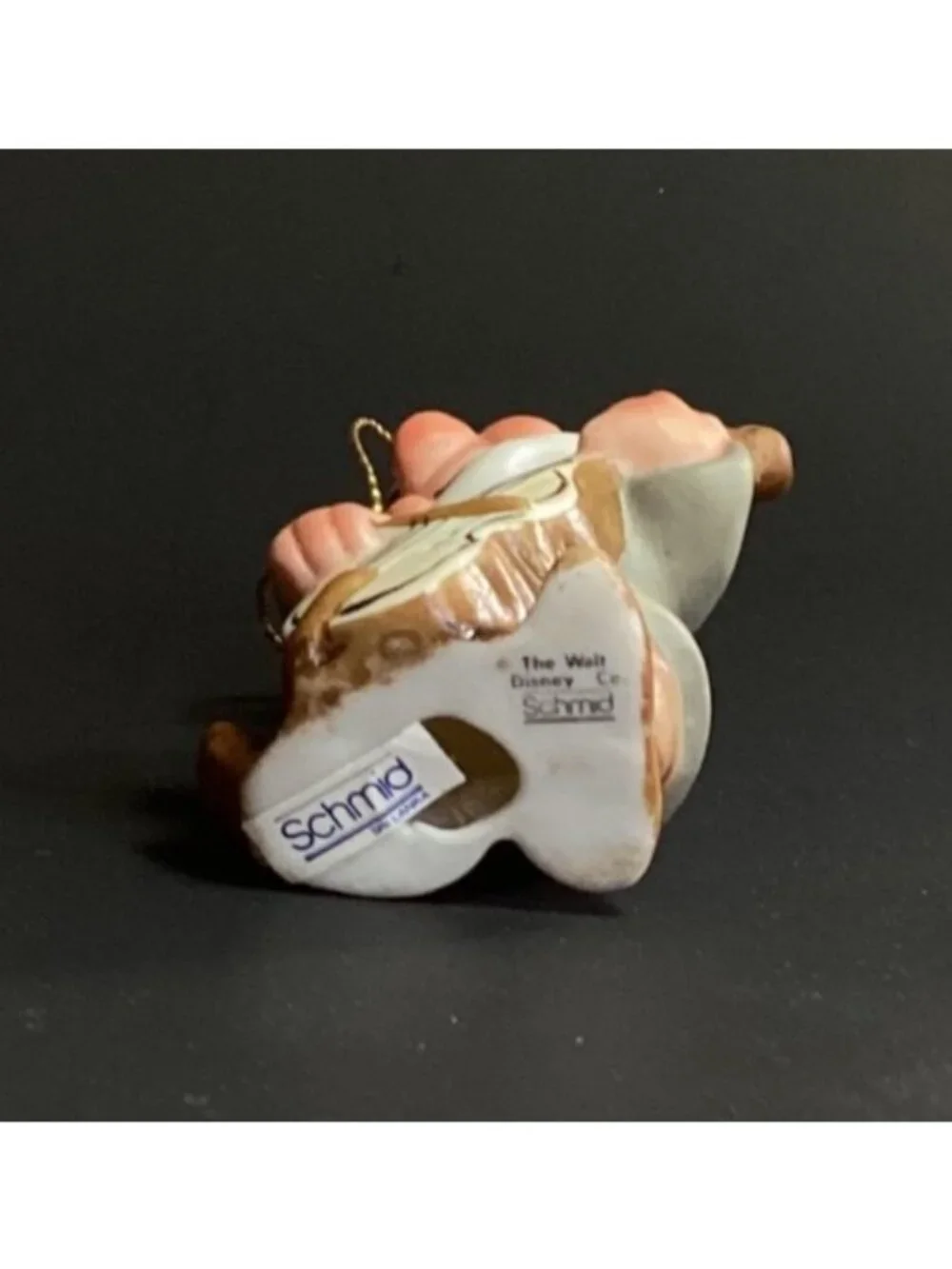 Vintage Schmid Disney Christmas Ornament Bashful of Seven Dwarves Playing Bass